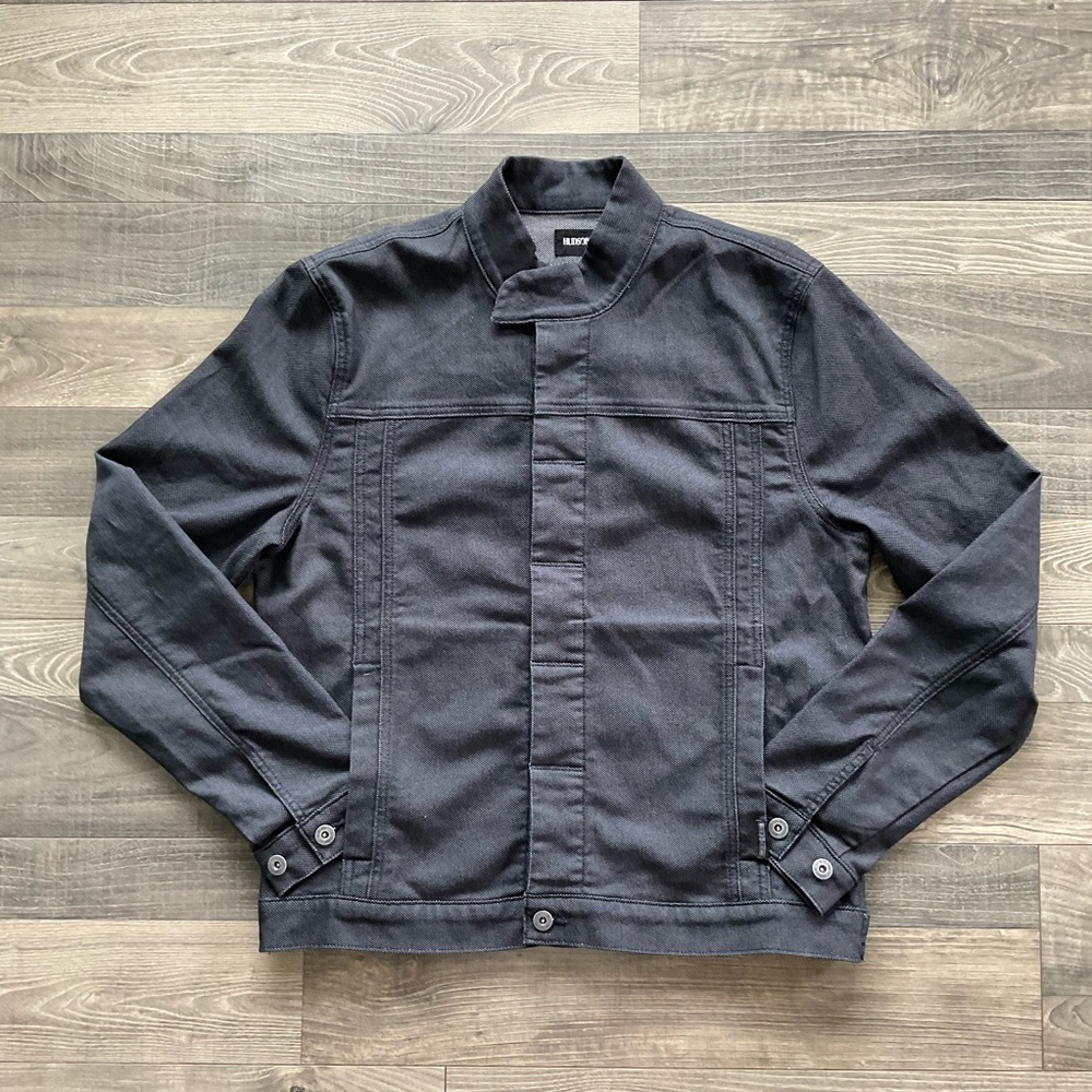 Hudson Moto Denim Jacket Men’s LARGE Black Button Front Stretch M913NOR